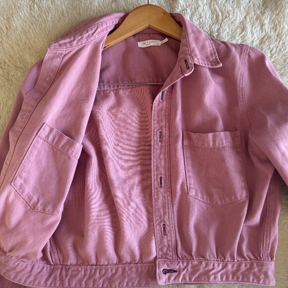 RAG & BONE DENIM JACKET, POWDERED PINK, SIZE LARGE - Picture 5 of 5